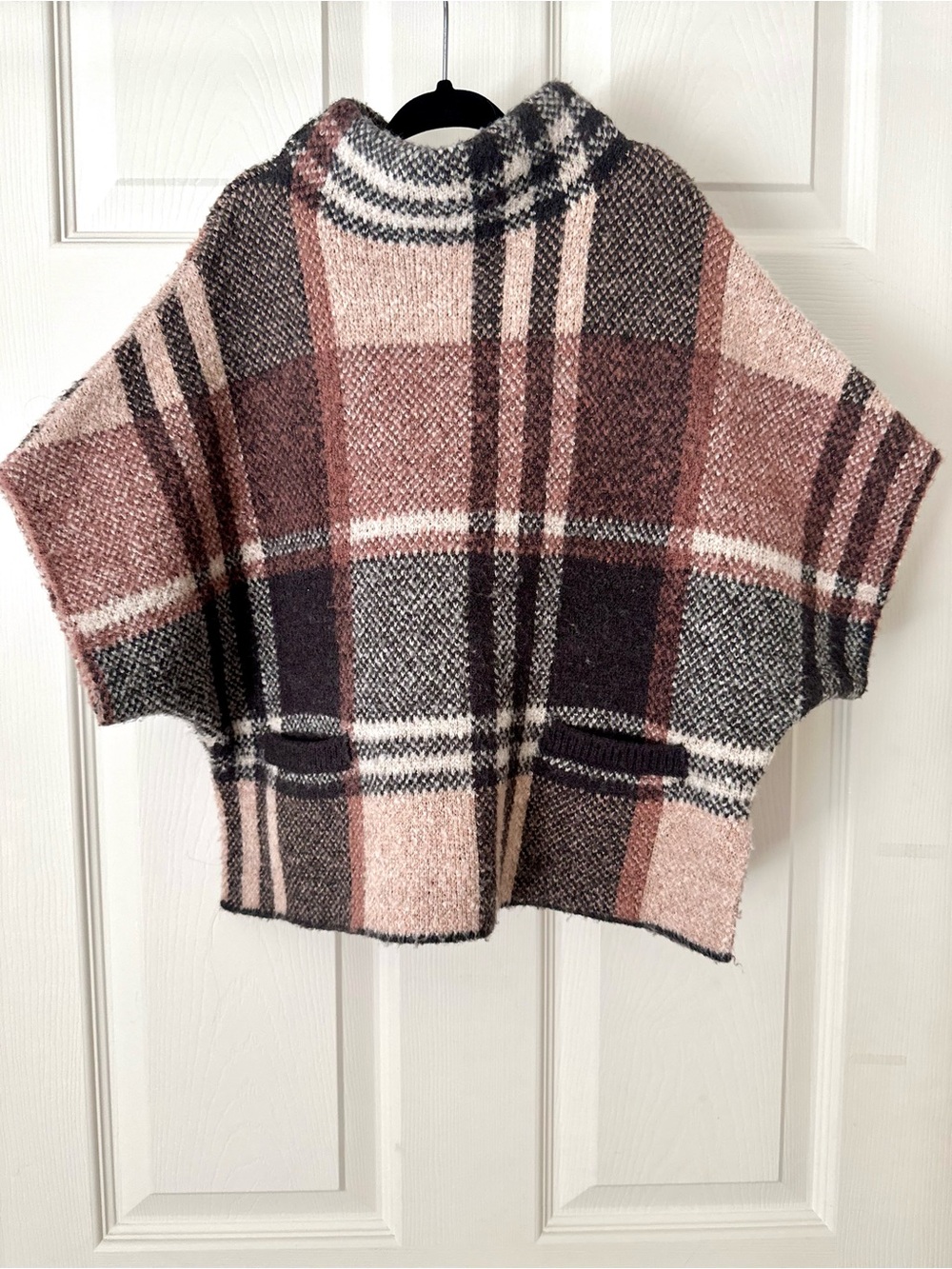 Zara Girls Brown Plaid Poncho Sweater Size 4/5